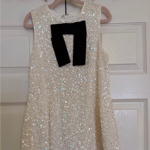Chic Kids Sequin Dress with Black Bow